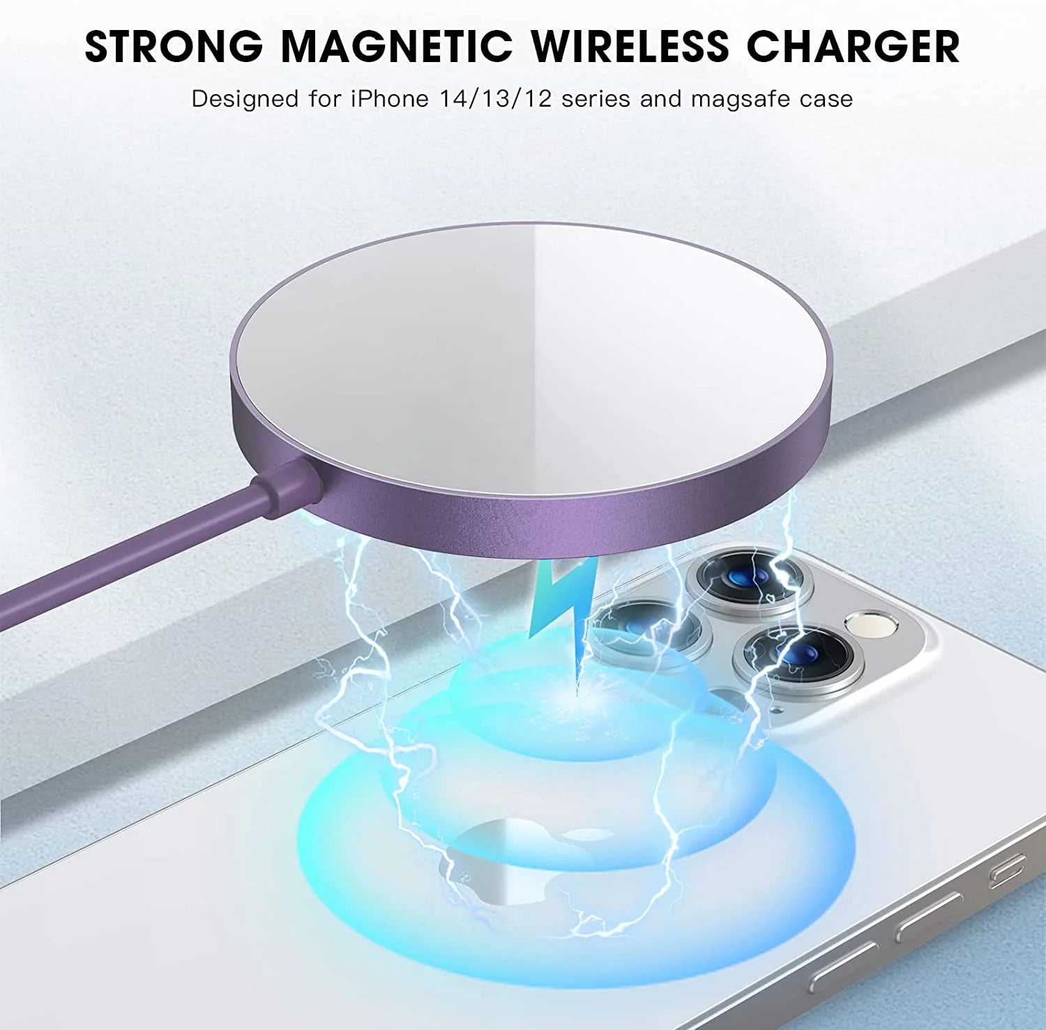 Mag-Safe Wireless Charger - Magnetic Charging Pad Compatible with Iphone 15/15 Pro/14/14 Pro/14 Plus/14 Pro Max/ 13/13 Pro/13 Pro Max - Fast Charger for Airpods 3/2/Pro with 20W PD Adapter