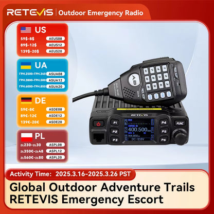 RT95 Car Radio with Screen Ham Car Mobile Radio Station Autoradio Two-Way Radio 25W VHF UHF CHIRP Anytone Base Station